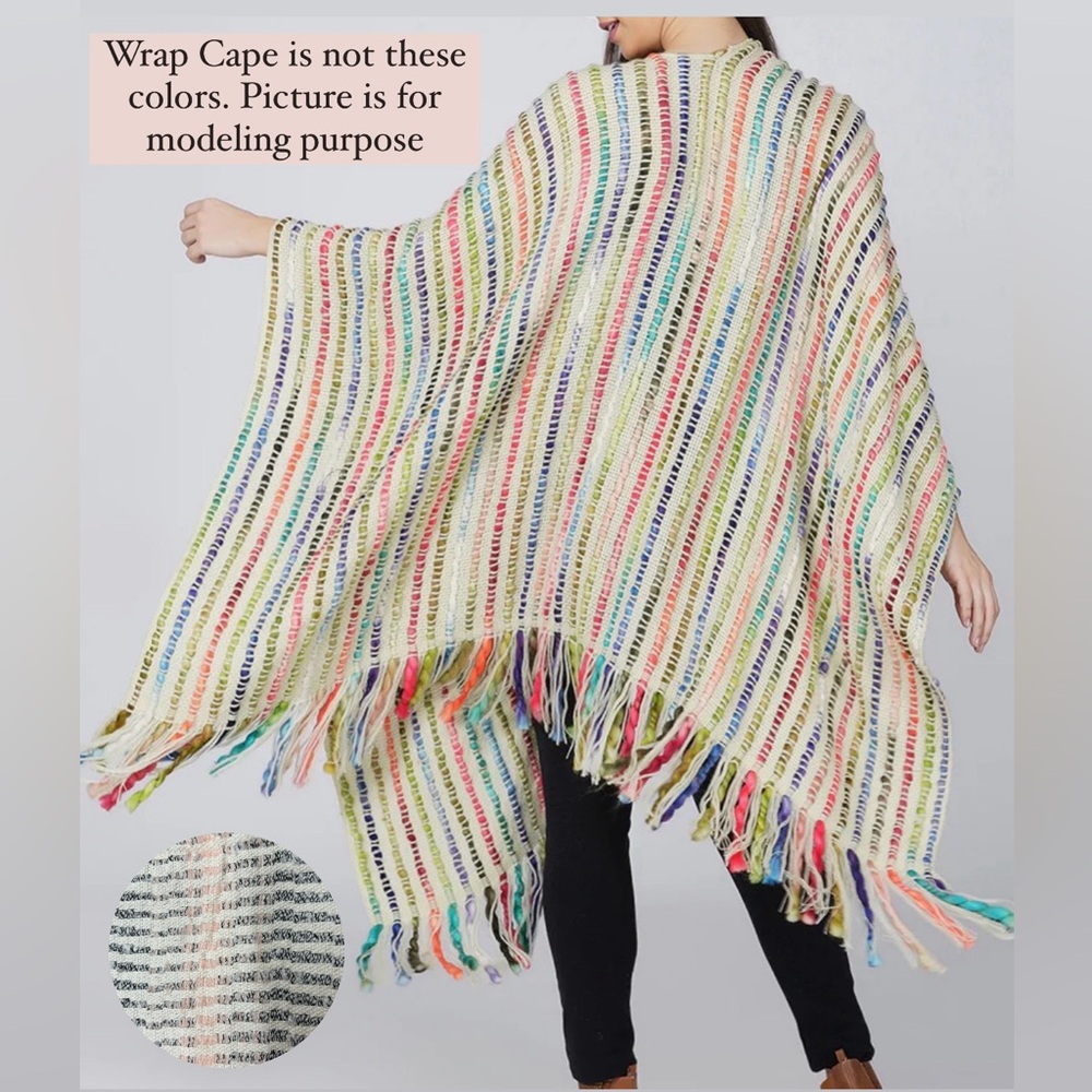New America & Beyond Winter Cape in Pink/Black/White/Cream - No Size - Picture 2 of 9